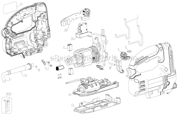 Page A Diagram and Parts List for Type 1 Porter Cable Jig Saw